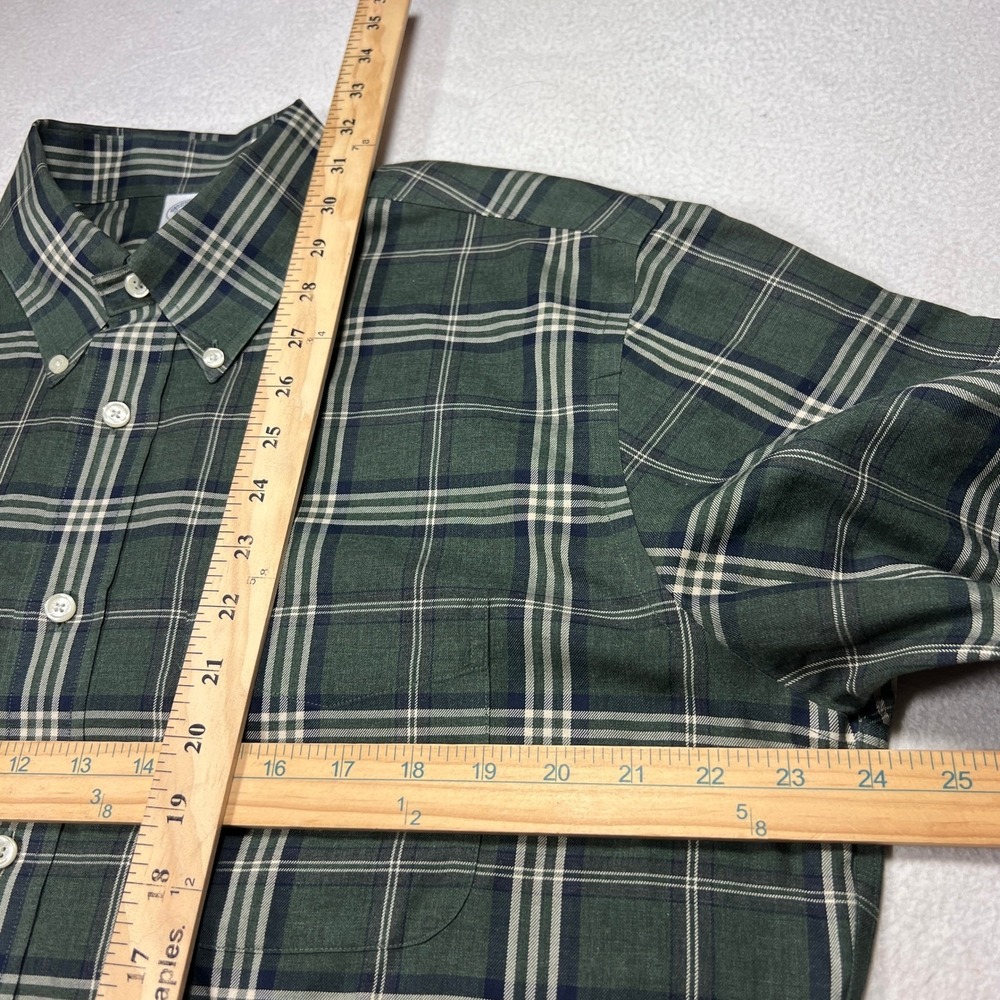 Brooks Brothers Regent Shirt Mens L Button Up Green Plaid Non Iron Supima Cotton - Picture 5 of 8